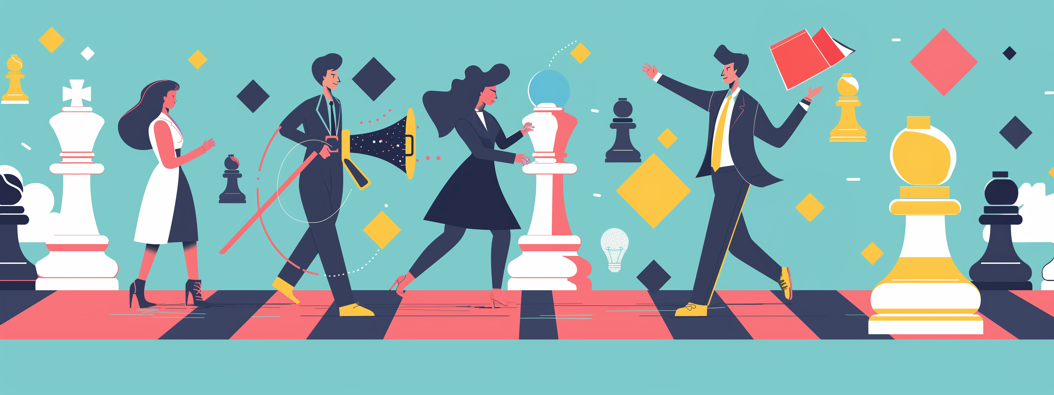 Ludzie na szachownicy jako figury w grze strategicznej – metafora rywalizacji małych firm z dużymi graczami